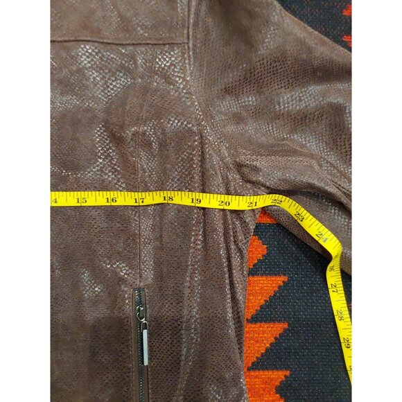 NEW Terry Lewis Women's Brown Snakeskin Style Zip Up Leather Jacket. Large - Picture 6 of 16